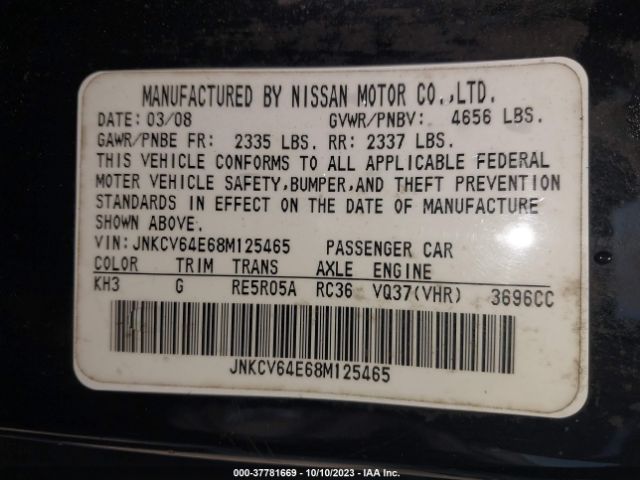 2008 INFINITI G37 COUPE JNKCV64E68M125465 Photo 8