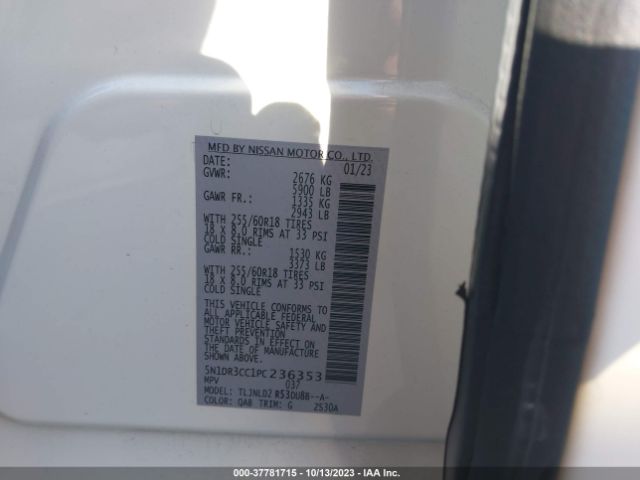 5N1DR3CC1PC236353 Nissan Pathfinder Sl 4wd