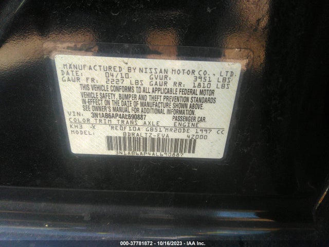 2010 NISSAN SENTRA 2.0 S VIN: 3N1AB6AP4AL690887