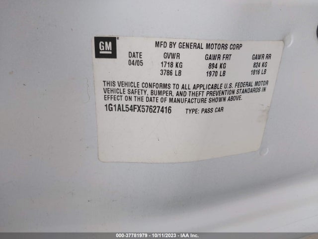 2005 CHEVROLET COBALT 1G1AL54FX57627416 Photo 8