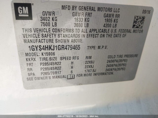 1GYS4HKJ1GR479465 Cadillac Escalade Esv Luxury Collection