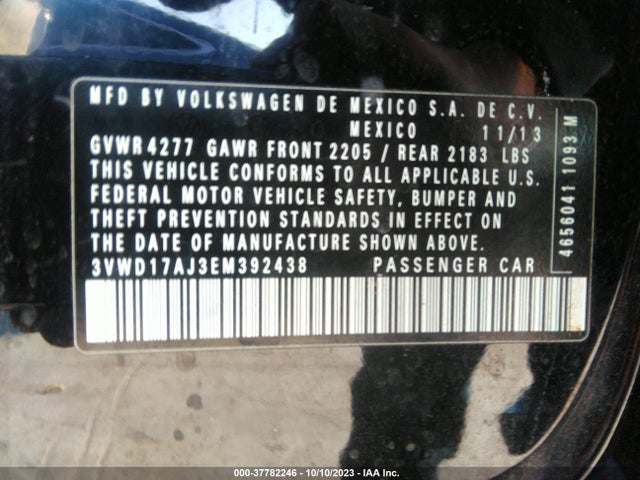 3VWD17AJ3EM392438 Volkswagen Jetta Sedan Se