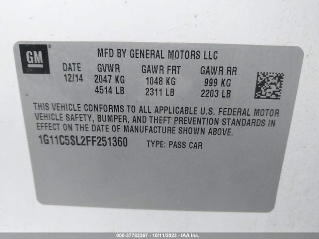 Chevrolet MALIBU LT 2015 1G11C5SL2FF251360 Image 9