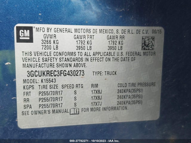 Chevrolet Silverado 1500 1lt 2015 3GCUKREC3FG430273 Image 9