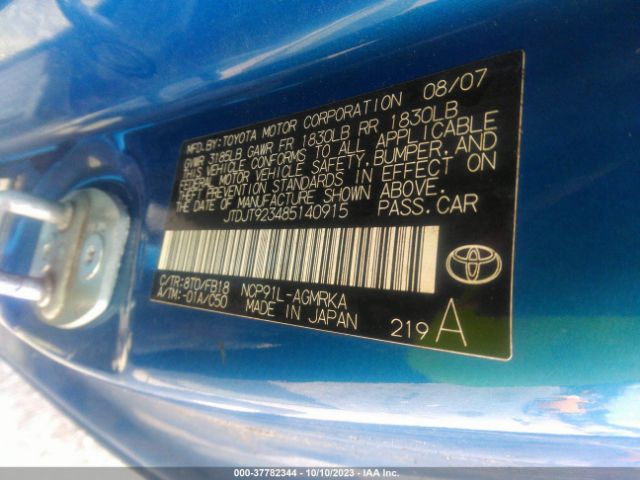 2008 TOYOTA YARIS JTDJT923485140915 Photo 8