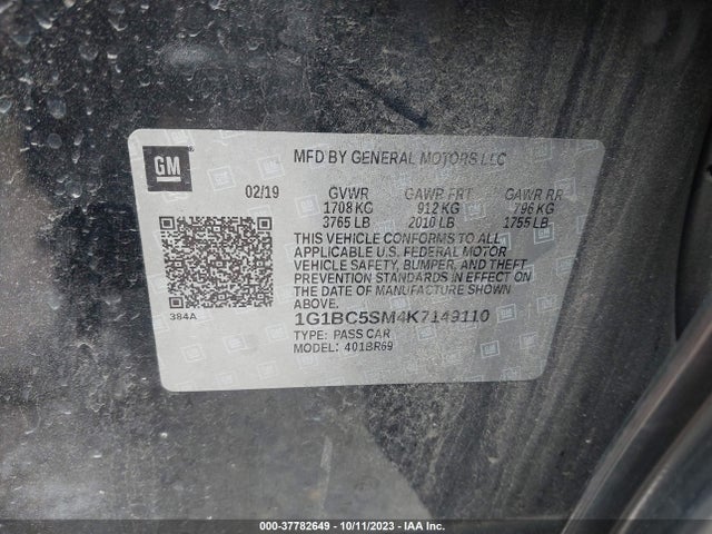 Chevrolet CRUZE LS 2019 1G1BC5SM4K7149110 Image 9
