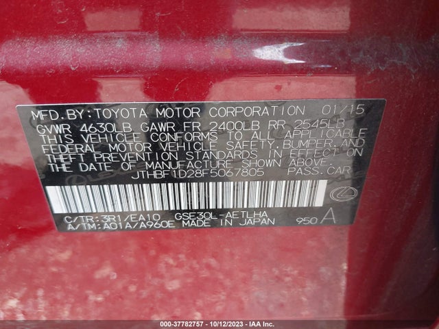 JTHBF1D28F5067805 Lexus IS 250
