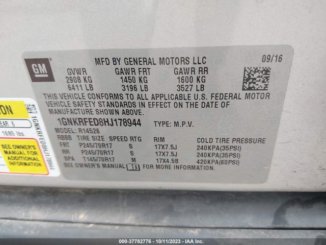 Chevrolet Traverse Ls 2017 1GNKRFED8HJ178944 Image 9