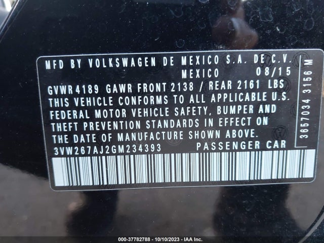 3VW267AJ2GM234393 Volkswagen Jetta Sedan 1.4t S