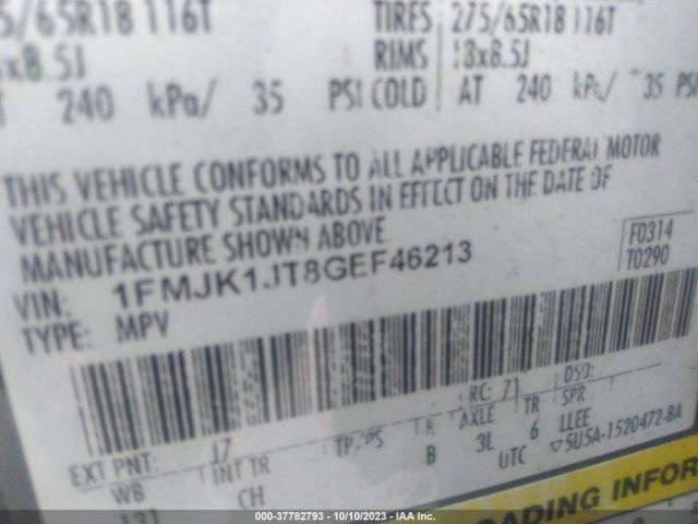 1FMJK1JT8GEF46213 Ford Expedition El Xlt/king Ranch