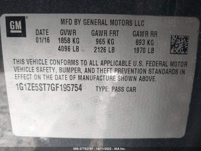 Chevrolet MALIBU LT 2016 1G1ZE5ST7GF195754 Image 9
