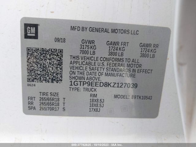 1GTP9EED8KZ127039 GMC Sierra 1500 At4