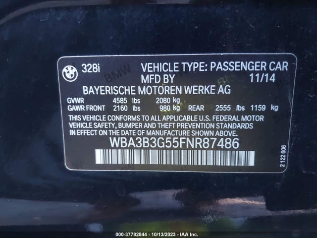 2015 BMW 3 SERIES 328I XDRIVE VIN: WBA3B3G55FNR87486