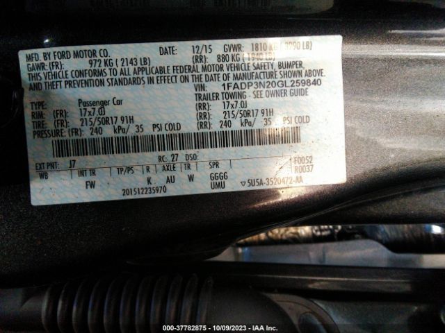 1FADP3N20GL259840 Ford Focus Titanium