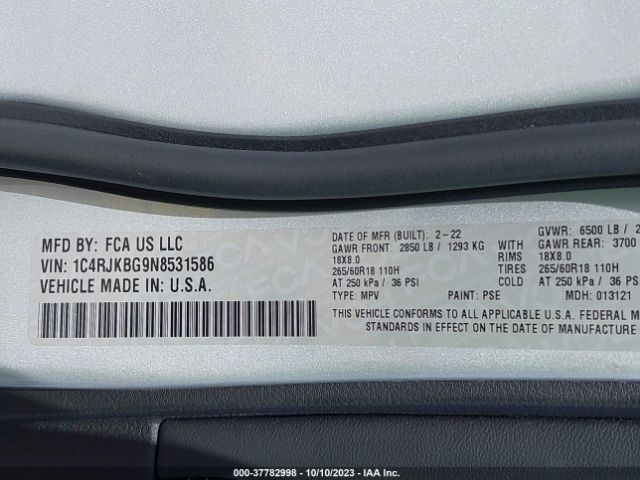 1C4RJKBG9N8531586 Jeep Grand Cherokee L Limited