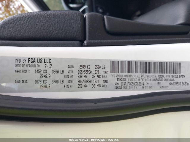 1C4RJFAG0HC769014 Jeep Grand Cherokee Altitude