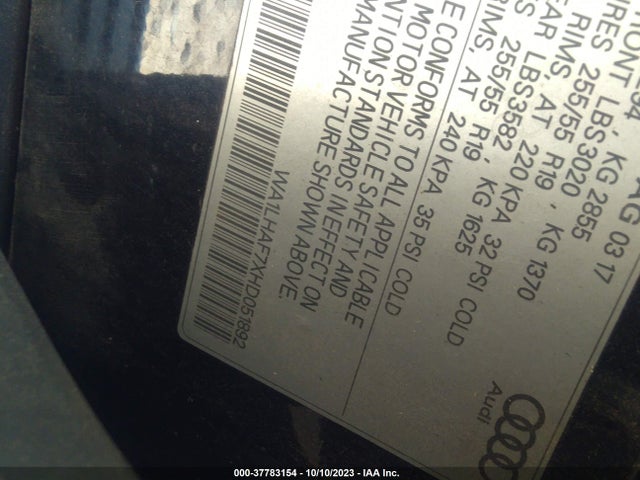 WA1LHAF7XHD051892 Audi Q7 2.0t Premium