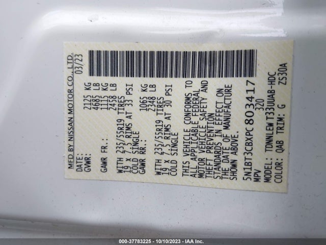 Nissan Rogue Sl 2023 5N1BT3CBXPC803417 Image 9