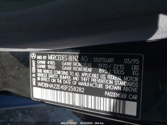1995 MERCEDES-BENZ C 220 VIN: WDBHA22E4SF258282