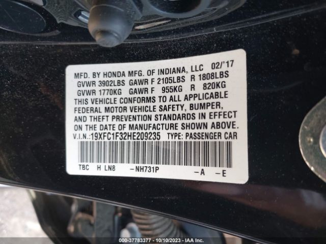 19XFC1F32HE209235 Honda Civic Sedan Ex-t