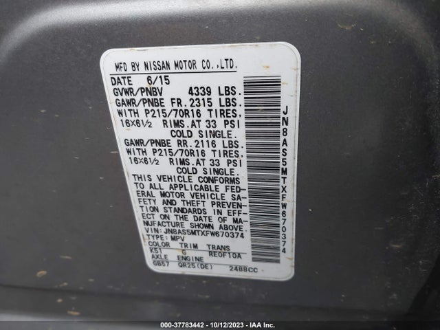 Nissan Rogue Select S 2015 JN8AS5MTXFW670374 Image 9