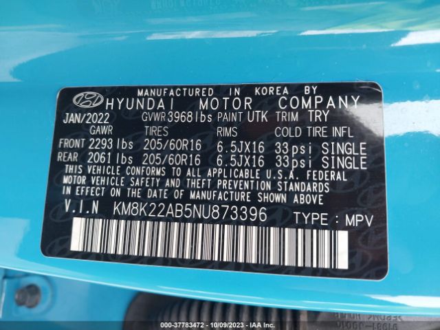 2022 HYUNDAI KONA KM8K22AB5NU873396 Photo 8