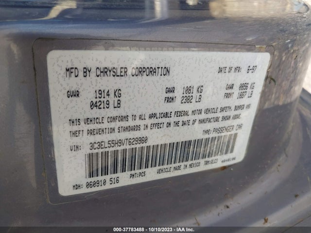 1997 CHRYSLER SEBRING JXI VIN: 3C3EL55H9VT629960