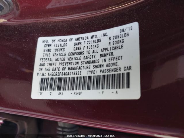 1HGCR2F84GA018955 Honda Accord Sedan Ex-l