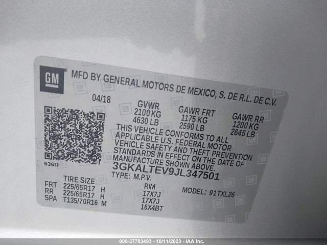3GKALTEV9JL347501 GMC Terrain Sle
