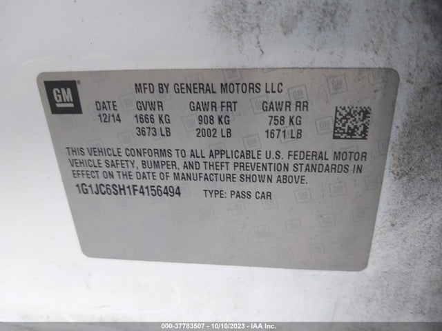 Chevrolet SONIC LT 2015 1G1JC6SH1F4156494 Image 9