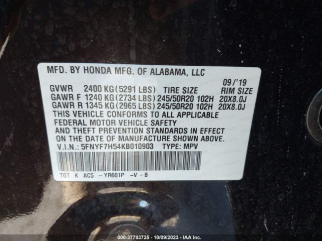 5FNYF7H54KB010903 Honda Passport Ex-l
