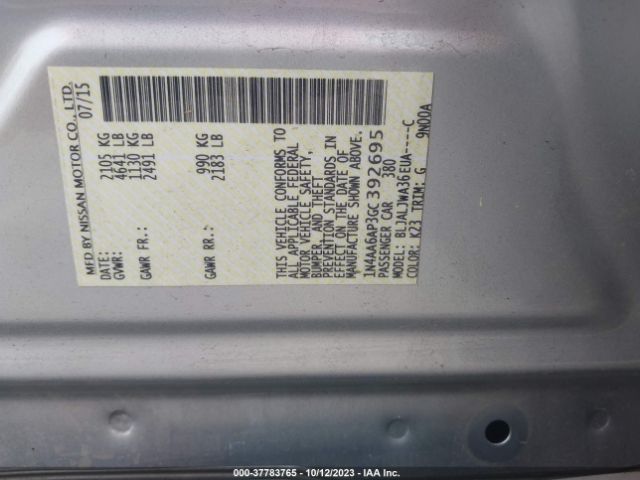 1N4AA6AP3GC392695 Nissan Maxima 3.5 Sv