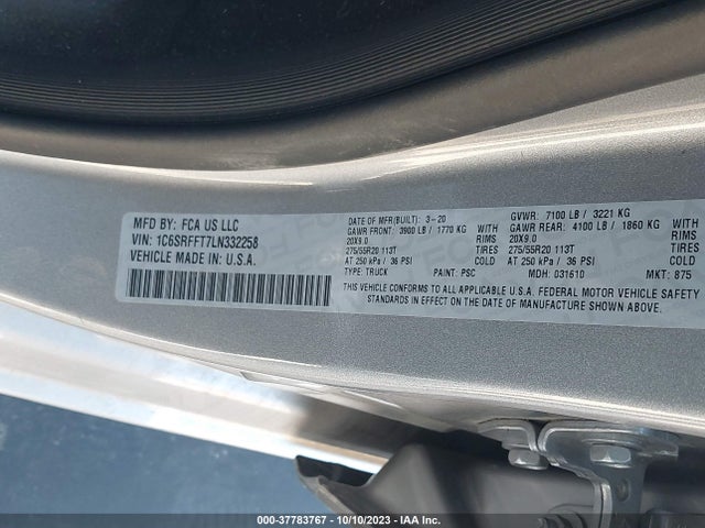 RAM 1500 Big Horn 2020 1C6SRFFT7LN332258 Image 9