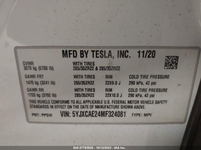 Tesla Model X Long Range 2021 5YJXCAE24MF324081 Image 9