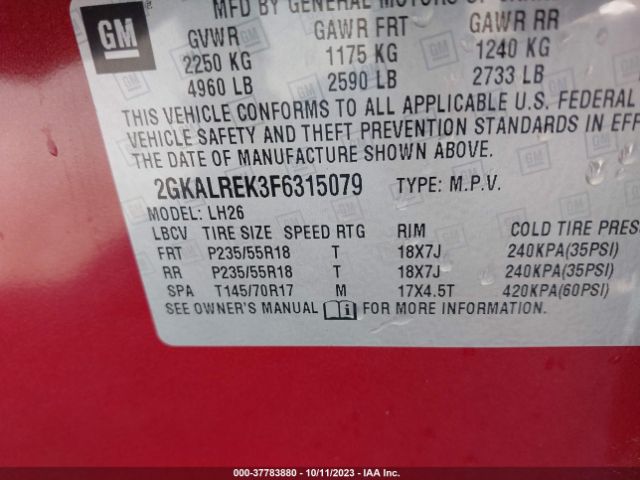 2GKALREK3F6315079 GMC Terrain Sle