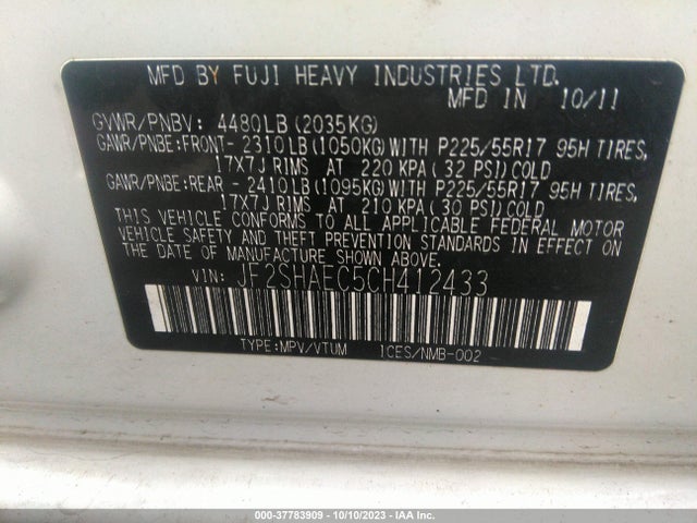 2012 SUBARU FORESTER JF2SHAEC5CH412433 Photo 8