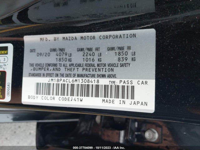 Aukcja sprzedaży 2021 Mazda Mazda3  Preferred, vin: JM1BPACL6M1308418, numer aukcji: 37784099