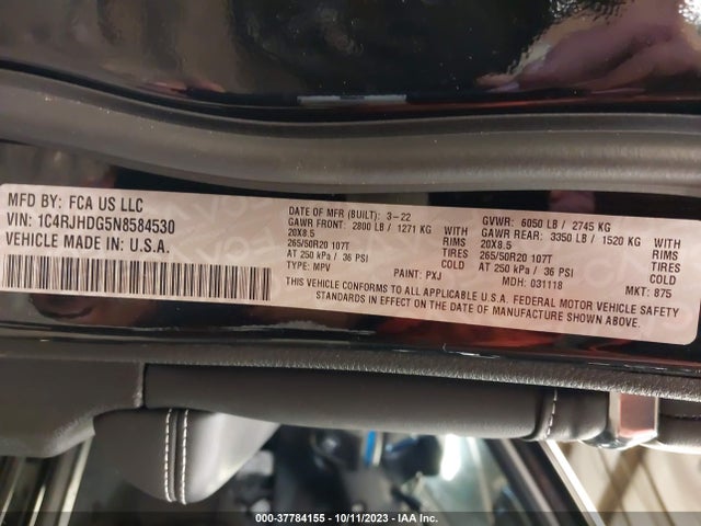 1C4RJHDG5N8584530 Jeep Grand Cherokee Overland 4x4