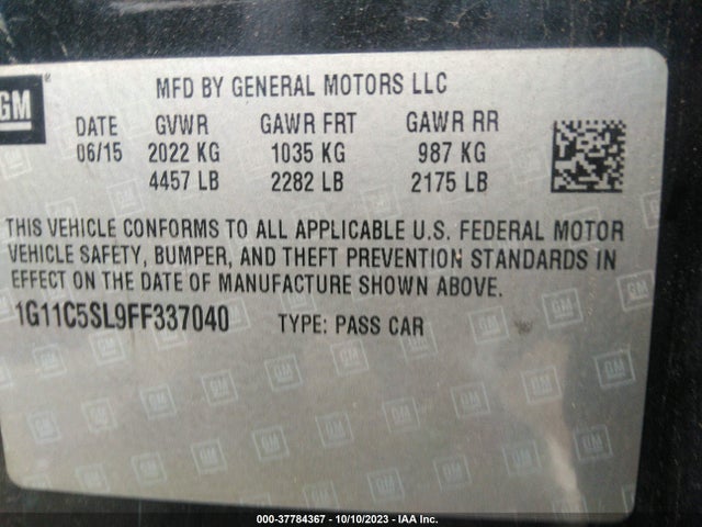 Chevrolet MALIBU 1LT 2015 1G11C5SL9FF337040 Image 9