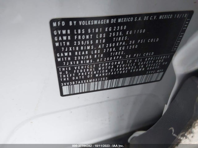 3VV3B7AXXKM031253 Volkswagen Tiguan Sel