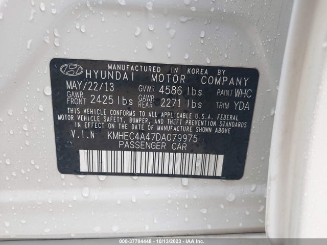 2013 HYUNDAI SONATA HYBRID LIMITED VIN: KMHEC4A47DA079975