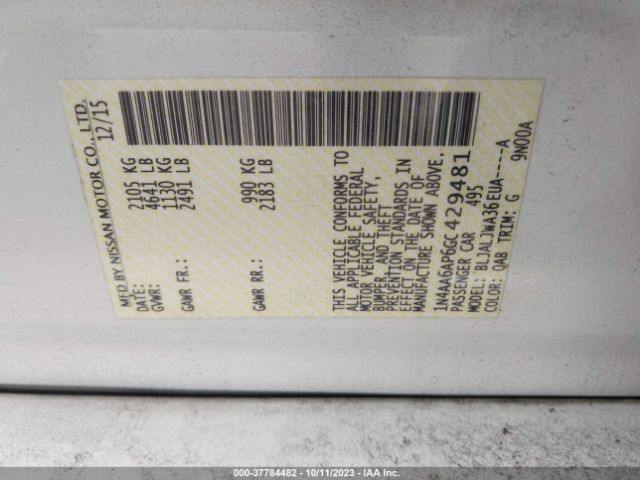 1N4AA6AP6GC429481 Nissan Maxima 3.5 Sv