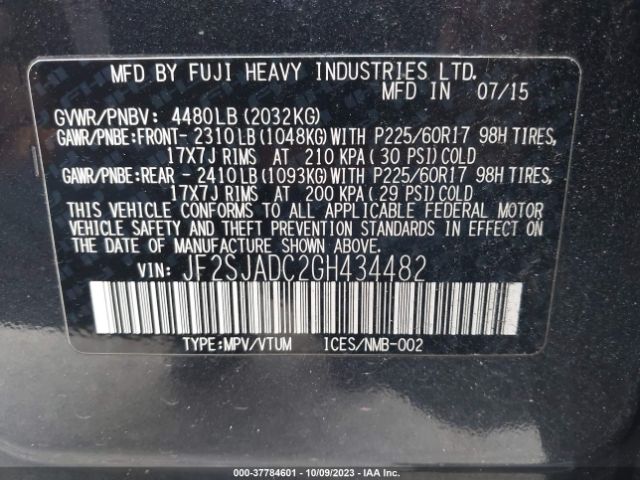 JF2SJADC2GH434482 Subaru Forester 2.5i Premium