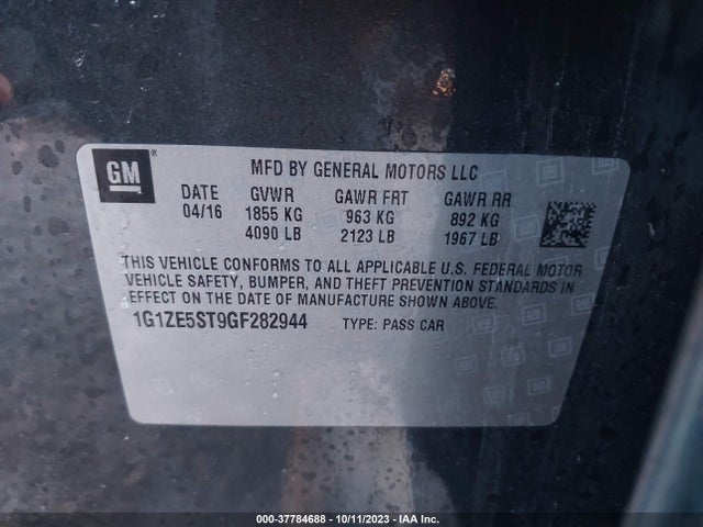 Chevrolet MALIBU 1LT 2016 1G1ZE5ST9GF282944 Image 9