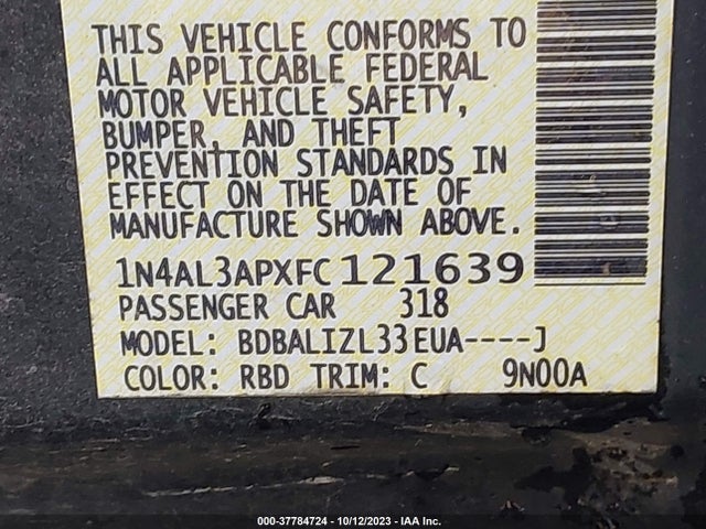 Nissan Altima 2.5 Sv 2015 1N4AL3APXFC121639 Image 9