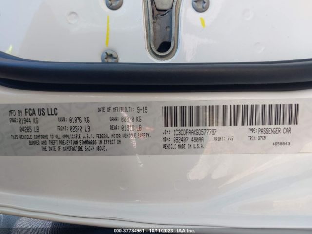 1C3CDFAAXGD577797 Dodge DART SE
