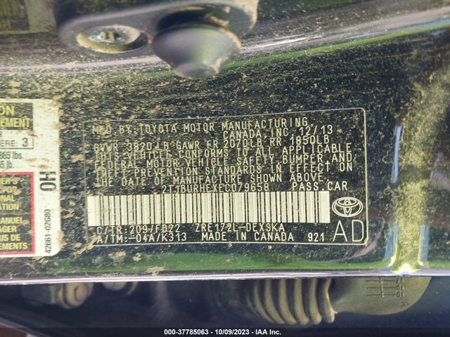 Toyota Corolla L/le/s/s Plus/le Plus 2014 2T1BURHEXEC079658 Image 9