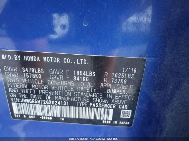 JHMGK5H72GX024131 Honda FIT EX