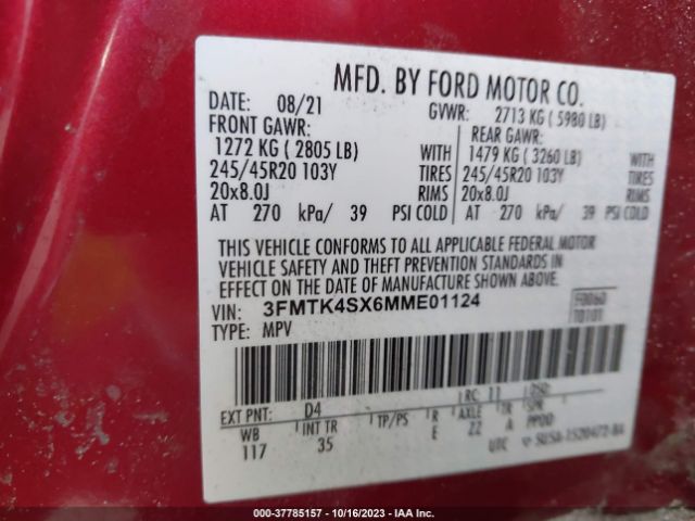 2021 FORD MUSTANG MACH-E 3FMTK4SX6MME01124 Photo 8