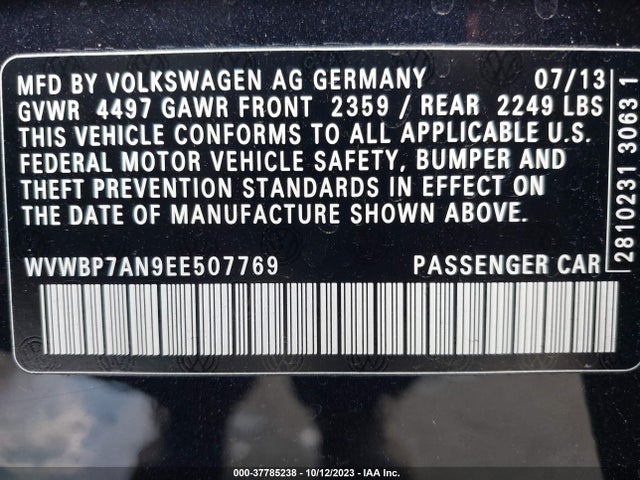 WVWBP7AN9EE507769 Volkswagen CC SPORT